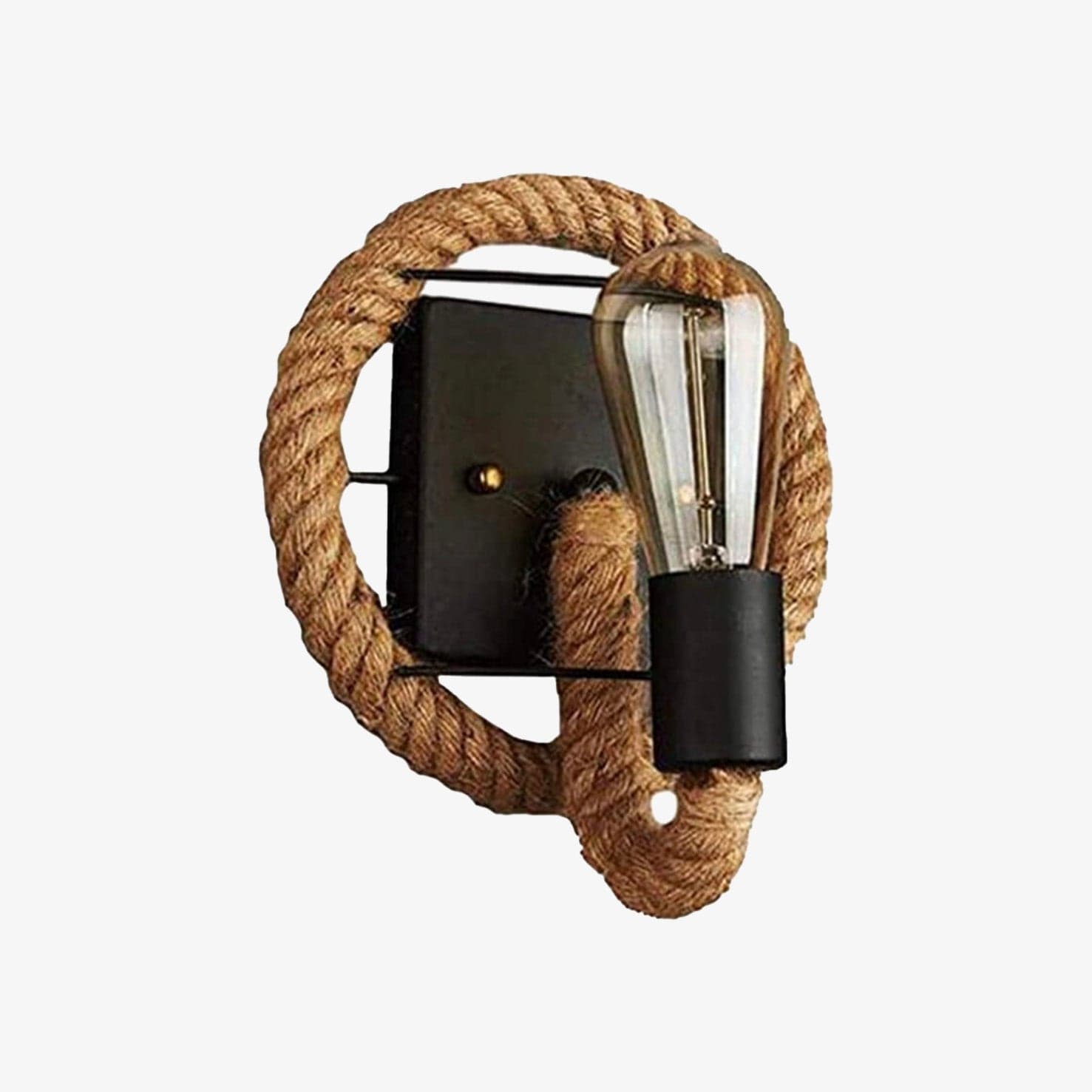 Vintage Rustic Wall Sconce with Rope Circle Norenza