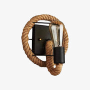 Vintage Rustic Wall Sconce with Rope Circle Norenza