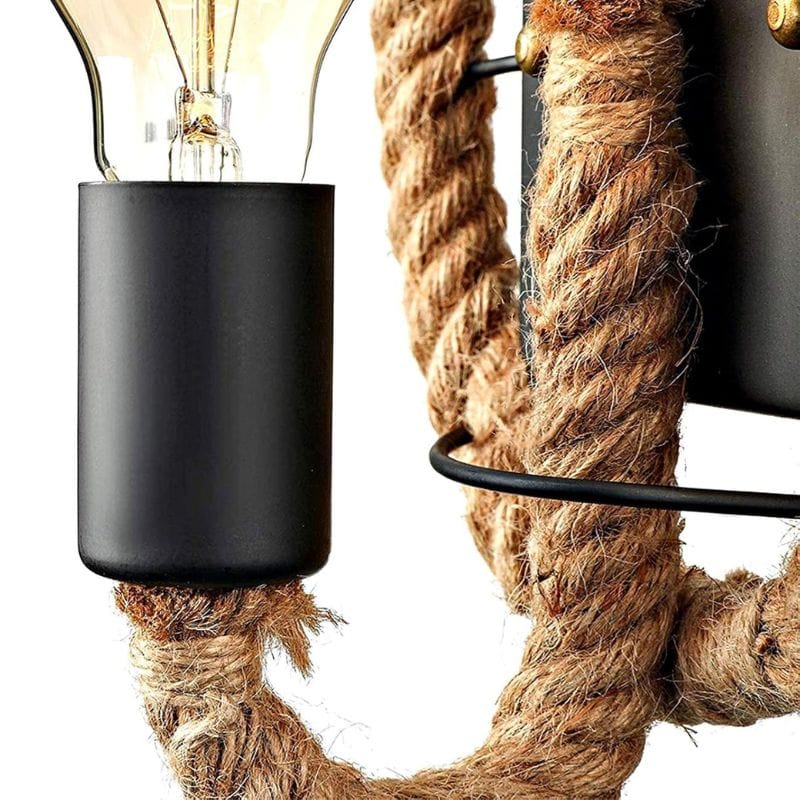 Vintage Rustic Wall Sconce with Rope Norenza