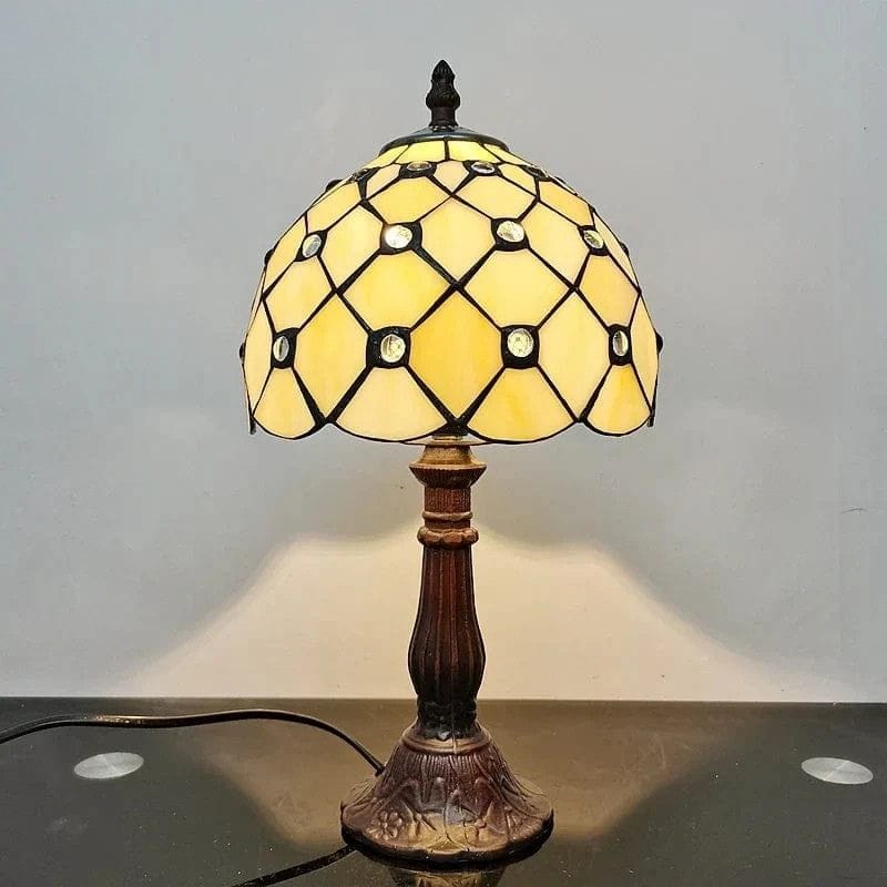 Vintage Tiffany Stained Glass Table Lamp – Gypsophila Art Deco Design Norenza
