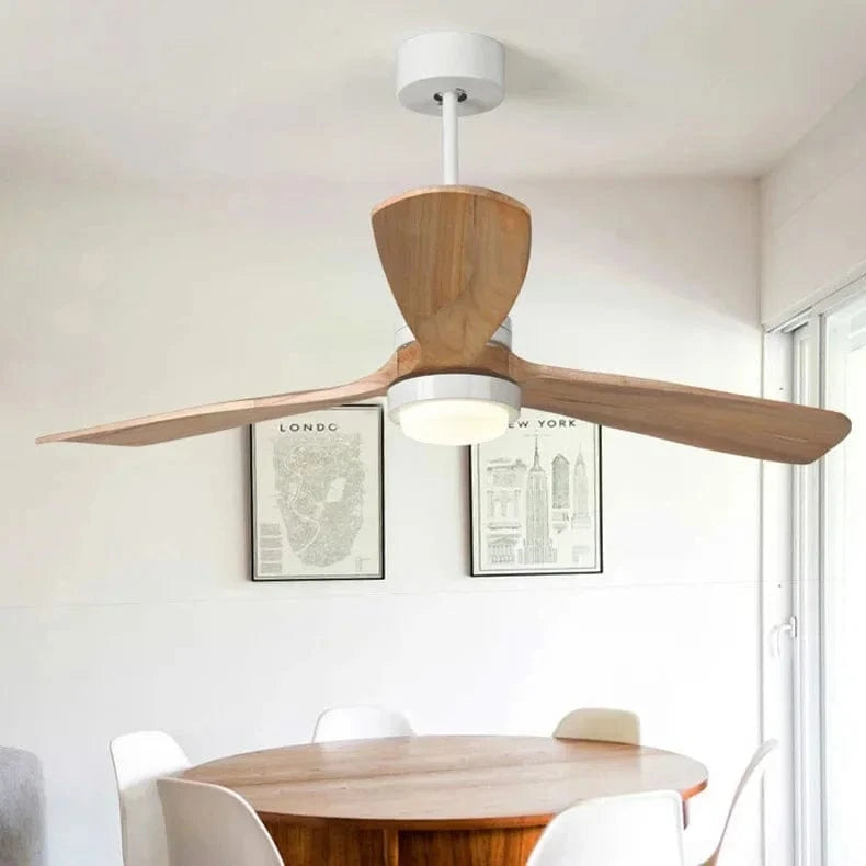 Vintage Wooden Ceiling Fan with Integrated Light White / 52" Norenza