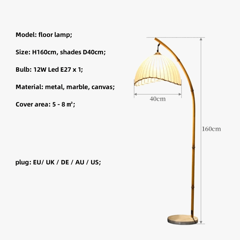 Wabi Sabi LED Floor Lamp - Nordic Bamboo & Metal Design Norenza