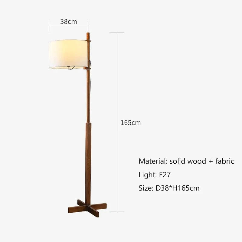 Wabi Sabi Nordic Floor Lamp - Solid Wood & Fabric Shade Norenza
