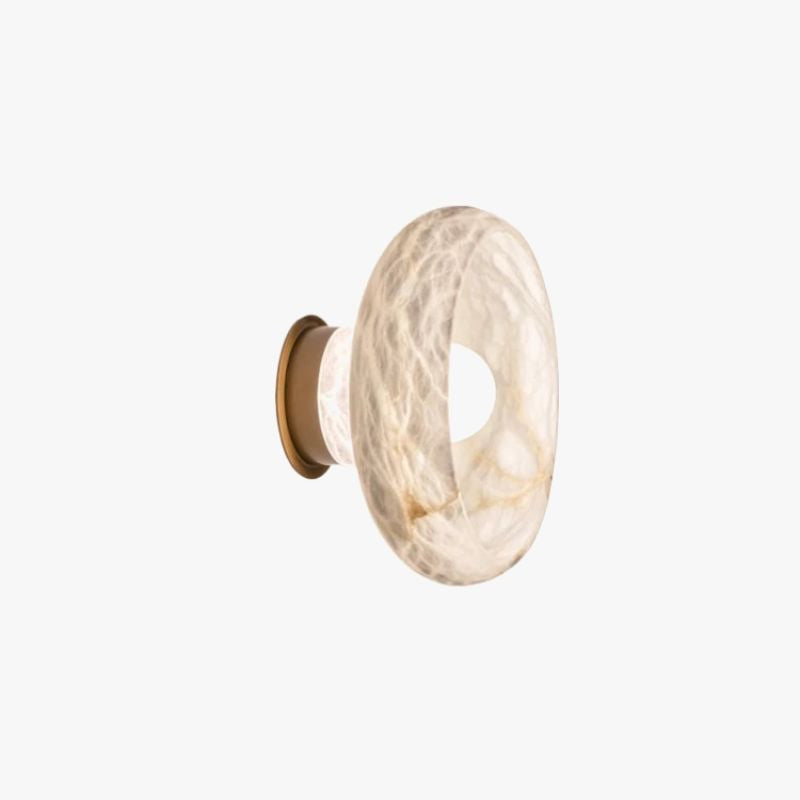Natural Snowflake Marble and Brass Nightstand Lamp