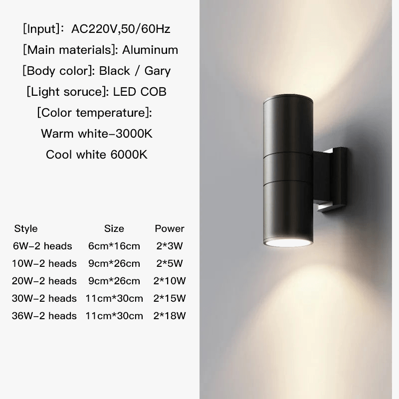 Waterproof Outdoor Aluminum Wall Sconce Norenza