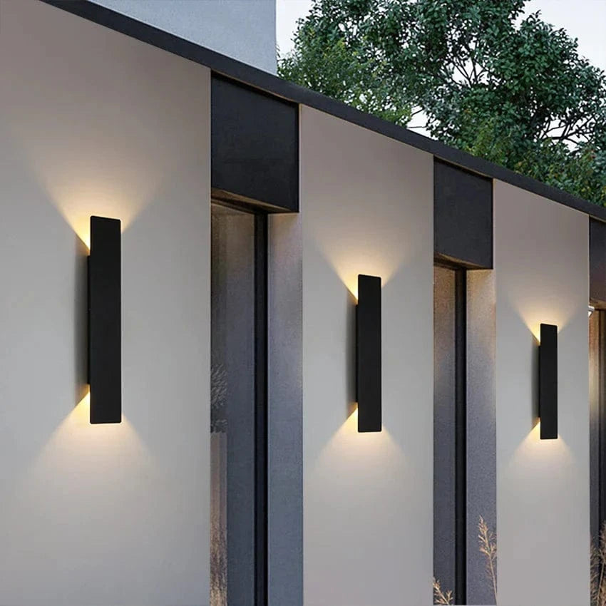 Waterproof Outdoor Wall Sconce - 18W LED Black Aluminum Light Fixture Norenza