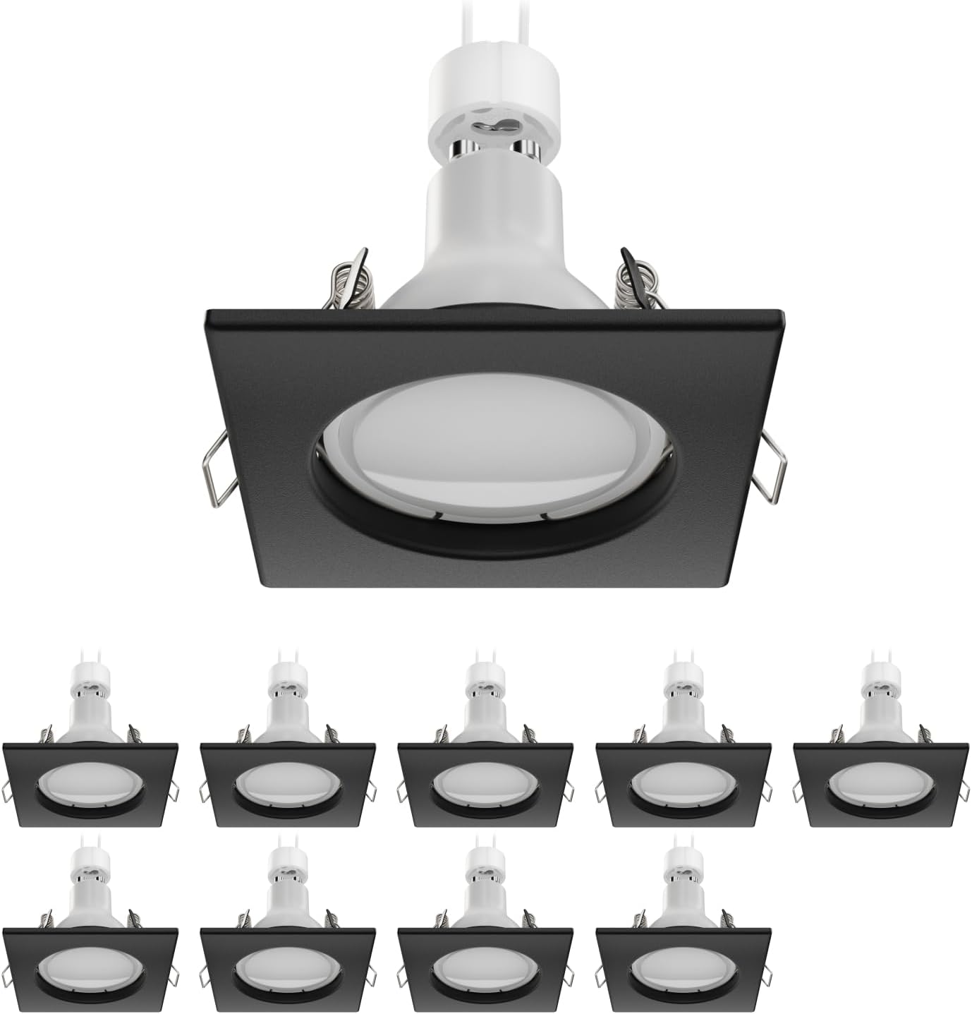 Waterproof Square LED Spot Light (set of 10) Black Norenza