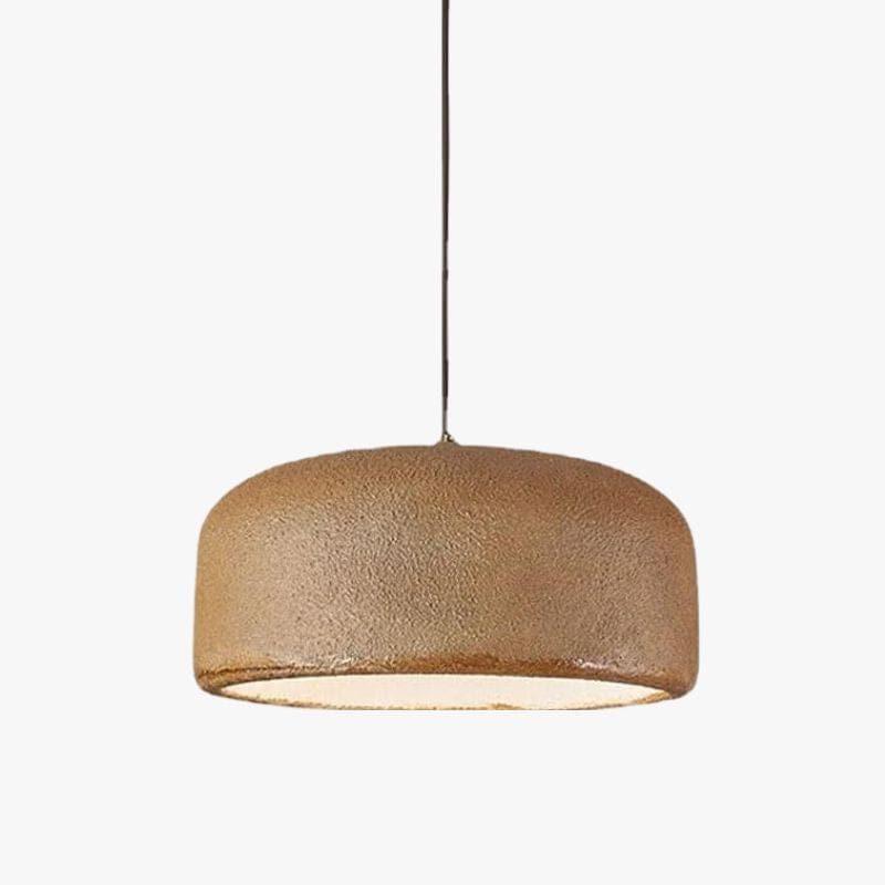 White Round Shade Mango Suspension Lamp Design Brown Norenza