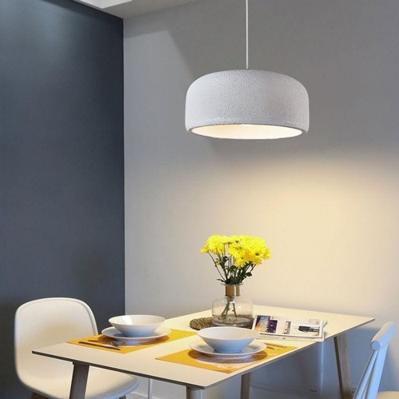 White Round Shade Mango Suspension Lamp Design Norenza