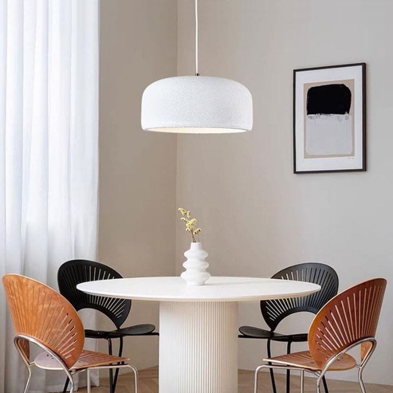White Round Shade Mango Suspension Lamp Design Norenza