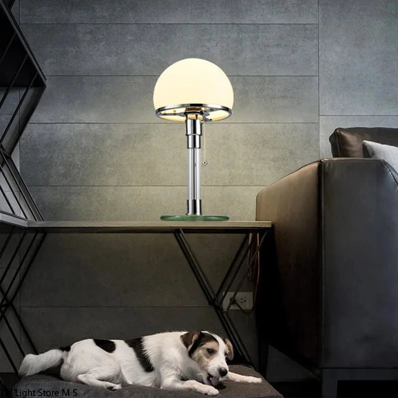 Wilhelm Wagenfeld Nordic Designer Bauhaus LED Table Lamp - Glass & Stainless Steel Norenza