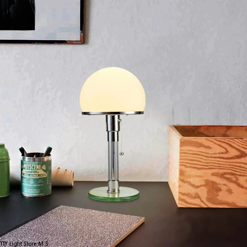 Wilhelm Wagenfeld Nordic Designer Bauhaus LED Table Lamp - Glass & Stainless Steel Norenza