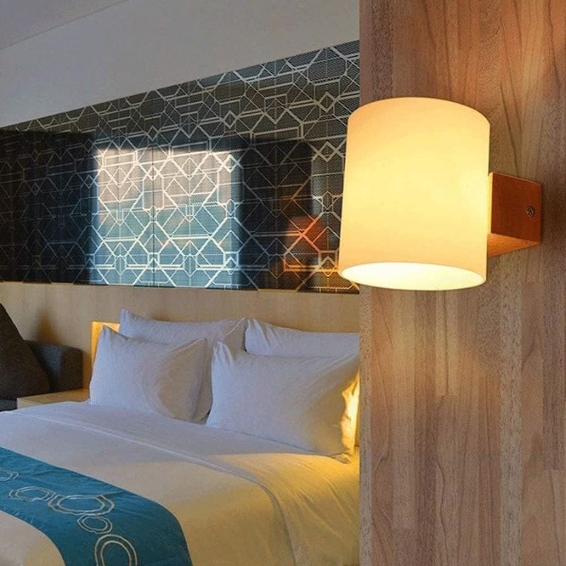 Wood and Glass LED Wall Sconce for Room Decor Norenza