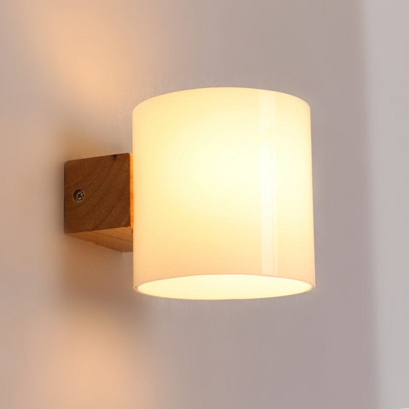 Wood and Glass LED Wall Sconce for Room Decor Norenza