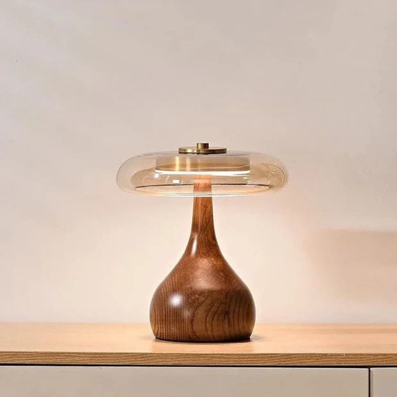 Wood & Glass Table Lamp – Modern Retro Artisan Design Large Norenza