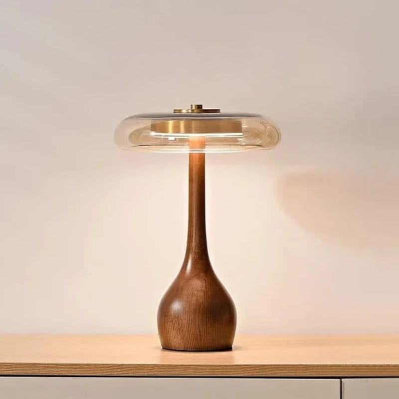 Wood & Glass Table Lamp – Modern Retro Artisan Design Long Norenza