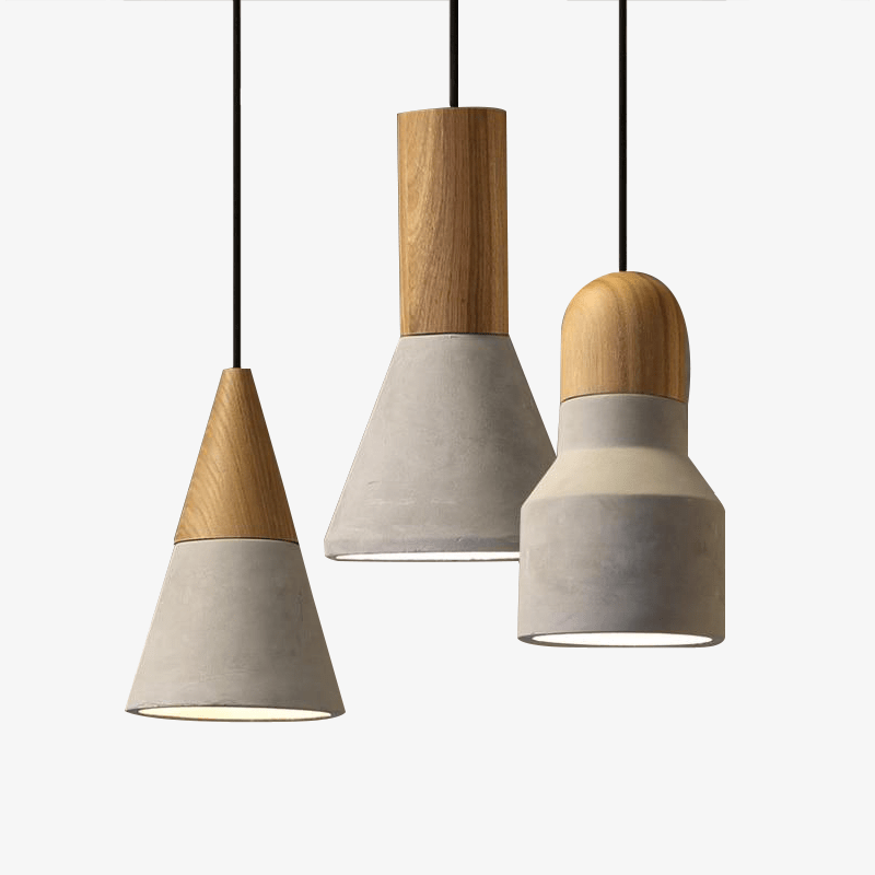 Wooden and Cement Suspension Design in Various Shapes Studio Norenza