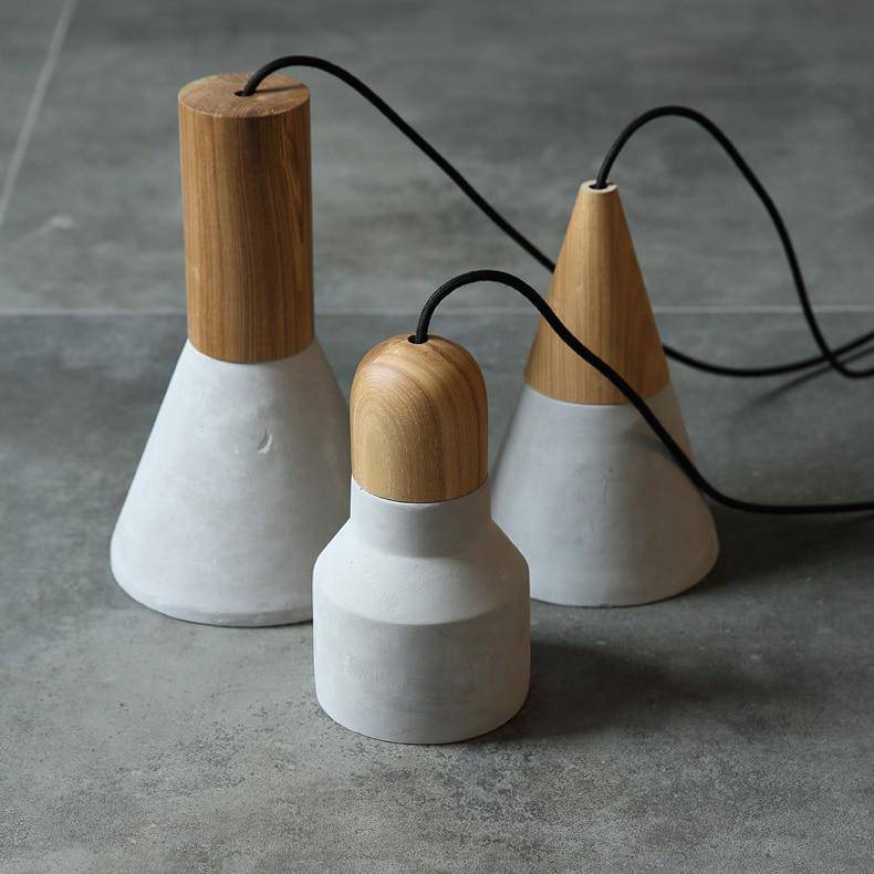 Wooden and Cement Suspension Design in Various Shapes Studio Norenza