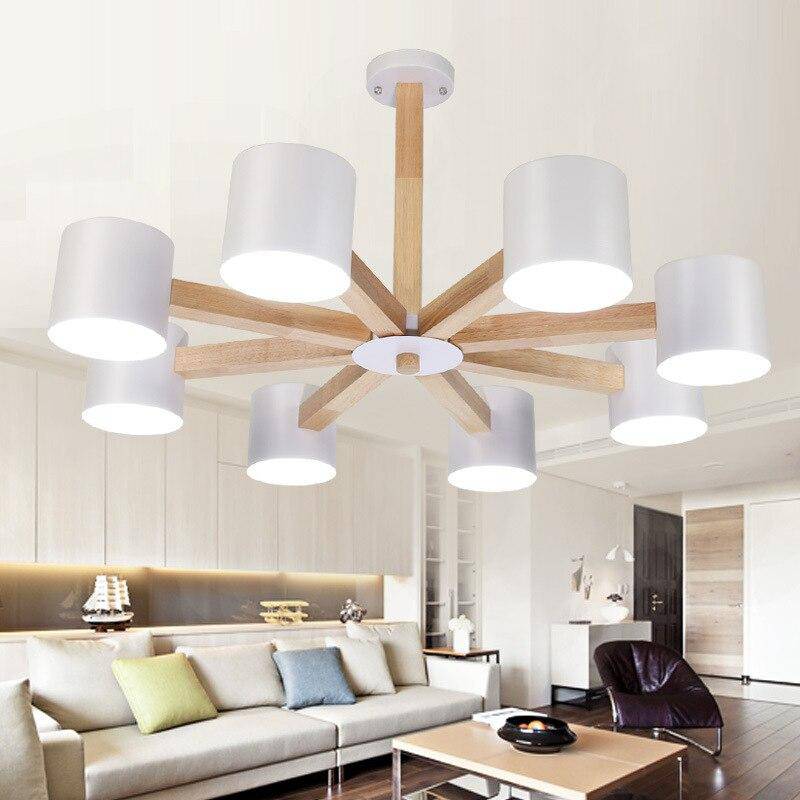 Wooden Ceiling Light with Multi-Colored Cylinder Spots Norenza