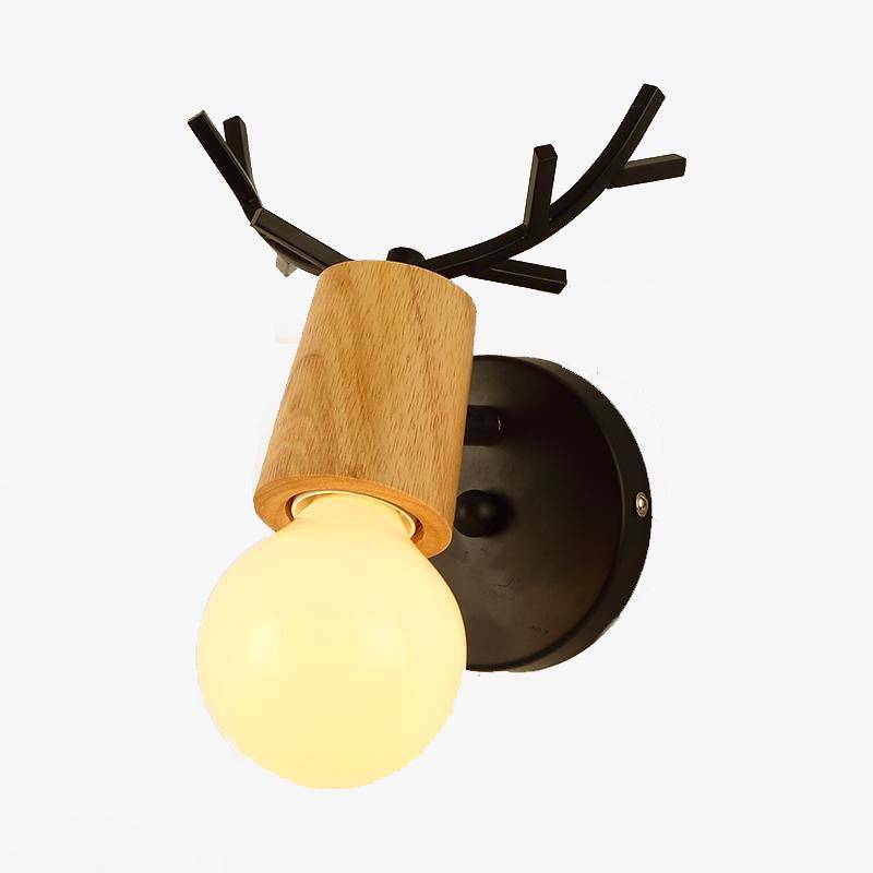 Wooden Deer Wall Sconce Black Norenza