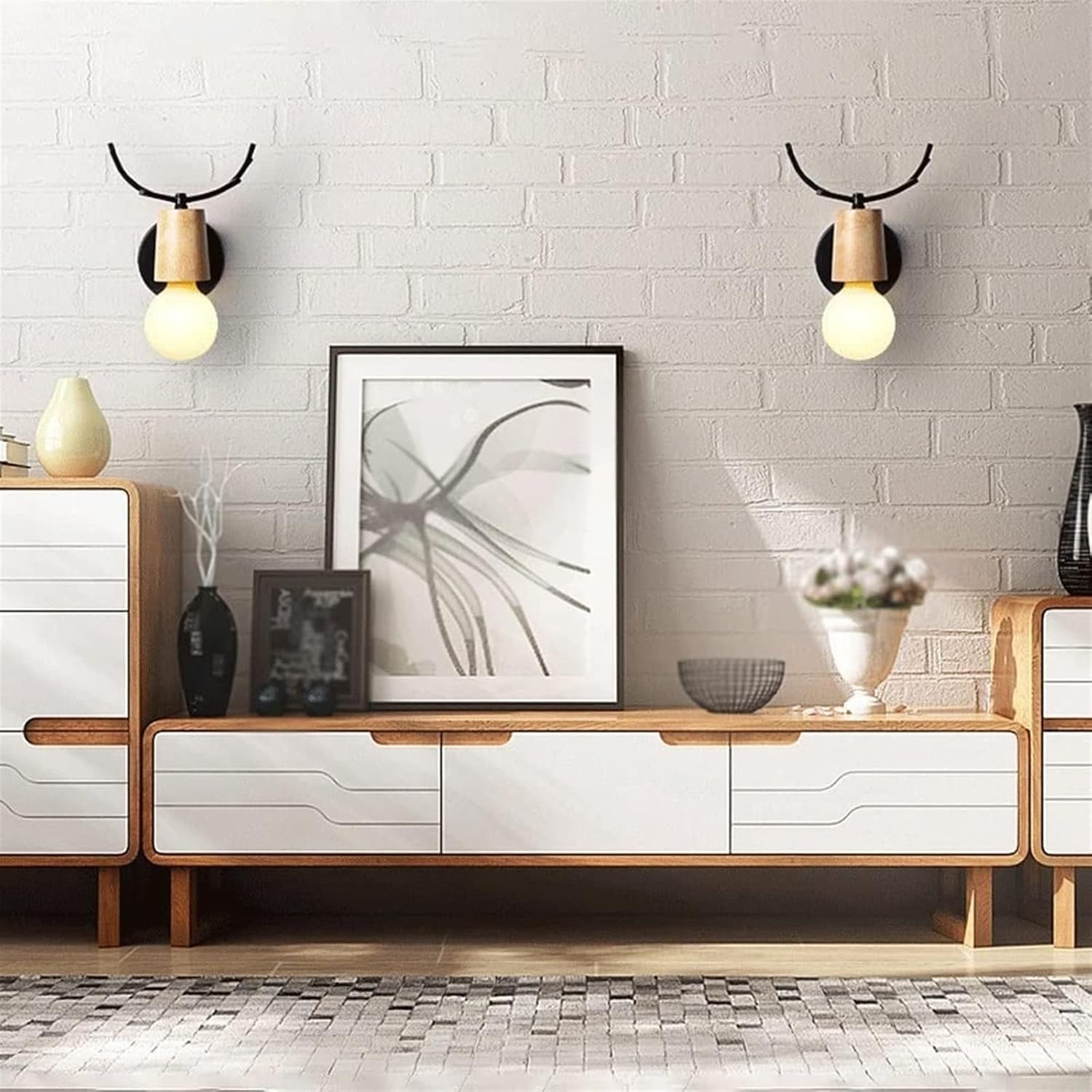 Wooden Deer Wall Sconce Norenza
