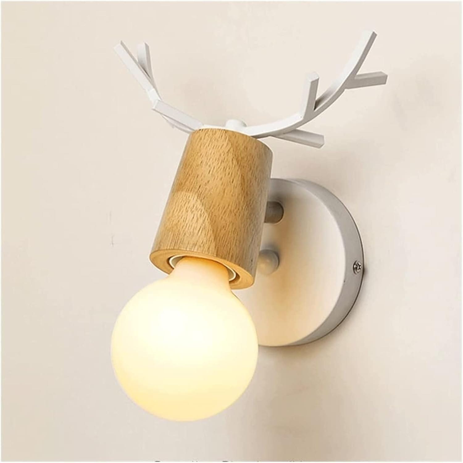 Wooden Deer Wall Sconce White Norenza