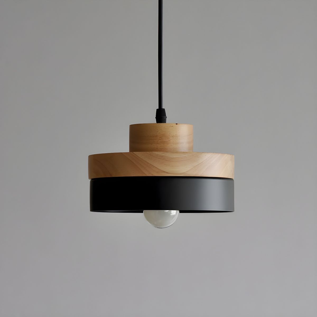 Wooden LED Pendant Light (Square or Round) Black / Round Norenza
