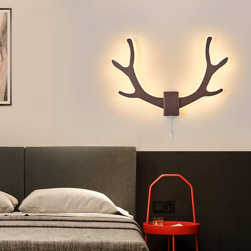 Wooden LED Wall Sconce in Deer Antler Design Norenza