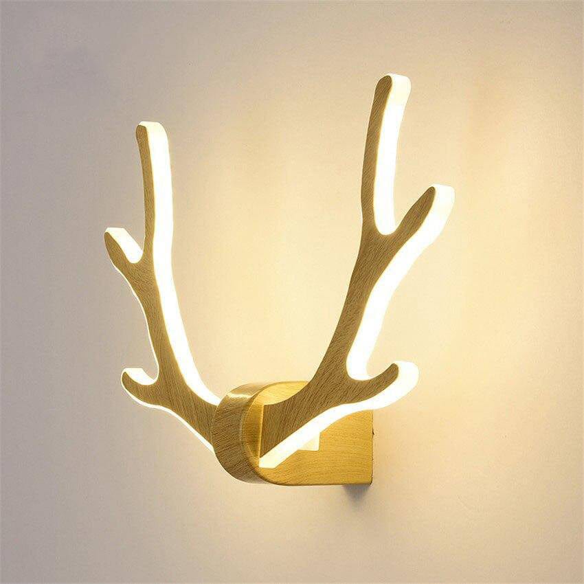 Wooden LED Wall Sconce in Deer Antler Design Norenza