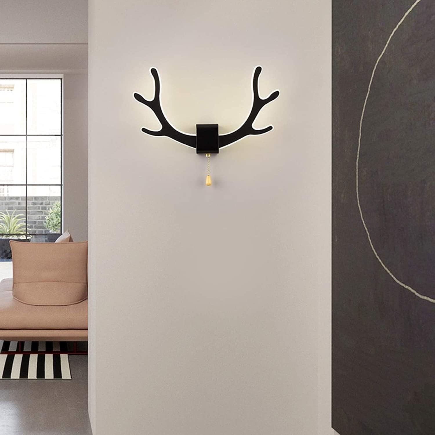Wooden LED Wall Sconce in Deer Antler Design Norenza