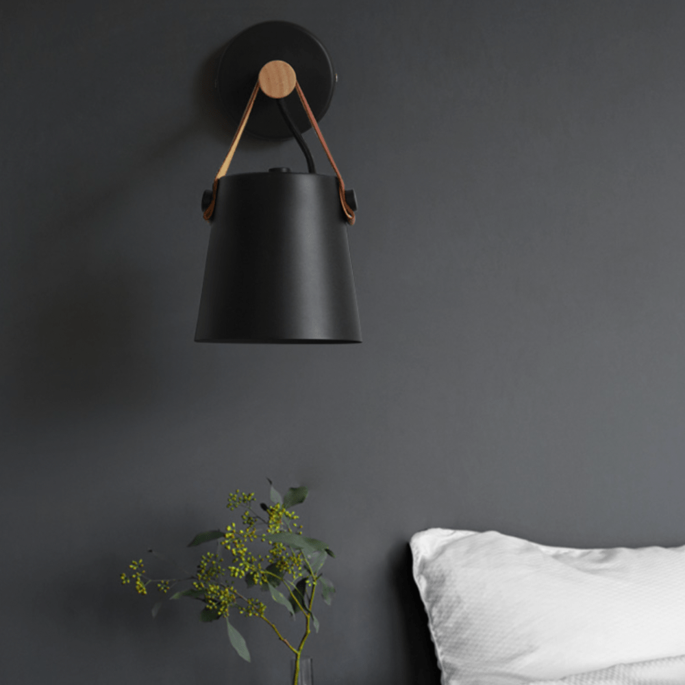 Wooden LED Wall Sconce with Hanging Shade Norenza
