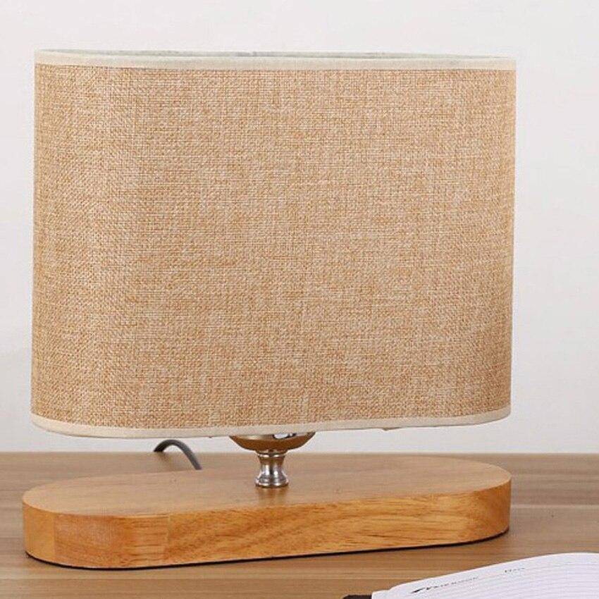 Wooden Nightstand Lamp with Oval Fabric Shade Norenza