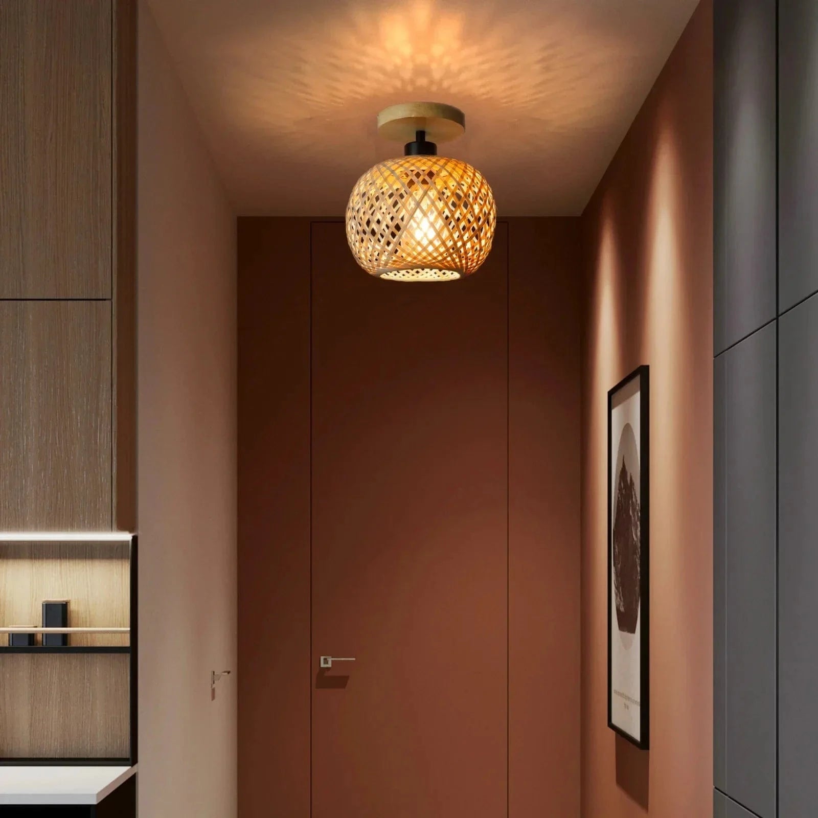 Woven Bamboo LED Ceiling Lamp - Stylish Decorative Lighting Norenza