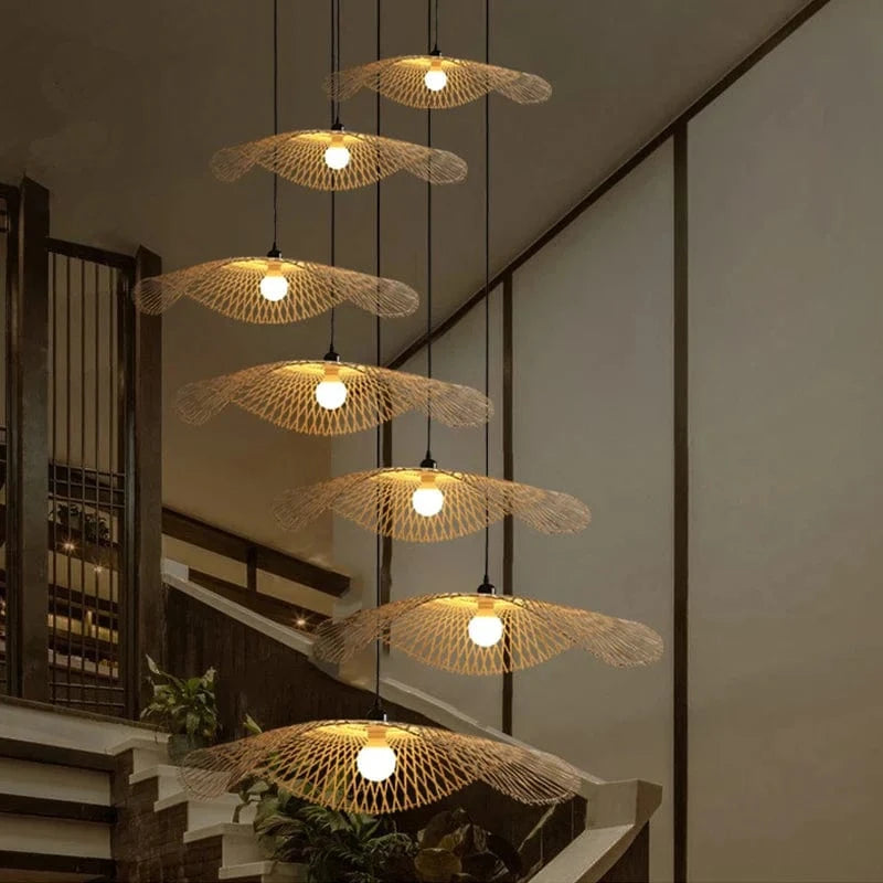 Woven Bamboo Rattan Chandeliers Norenza