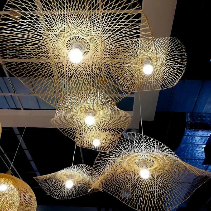 Woven Bamboo Rattan Chandeliers Norenza