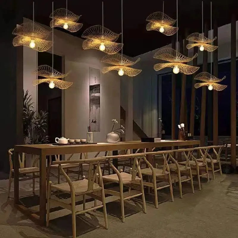 Woven Bamboo Rattan Chandeliers Norenza