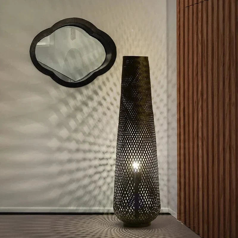 Zen Japanese Bamboo Floor Lamp for Indoor Decor Black Norenza